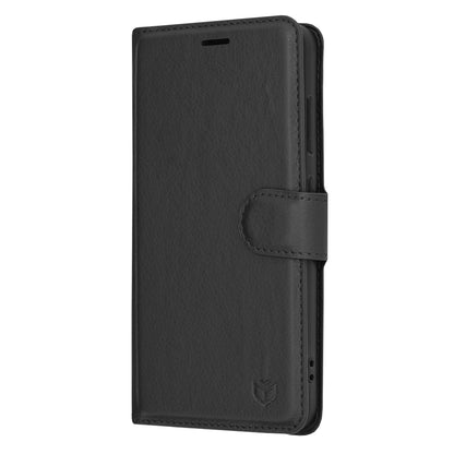 Hülle für Samsung Galaxy S24 S921, Techsuit, Leder-Folio, Schwarz