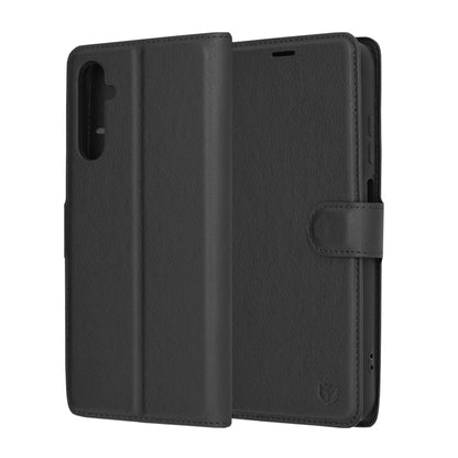 Hülle für Samsung Galaxy S24 S921, Techsuit, Leder-Folio, Schwarz