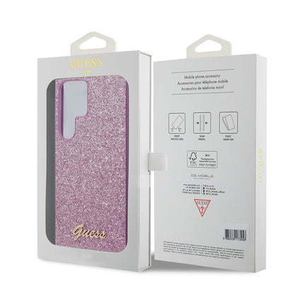 Case for Samsung Galaxy S24 Ultra S928, Guess, Glitter Script, Pink