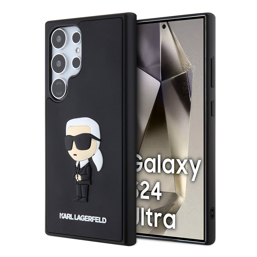 Hülle für Samsung Galaxy S24 Ultra S928, Karl Lagerfeld, 3D Rubber Ikonik Karl, Schwarz