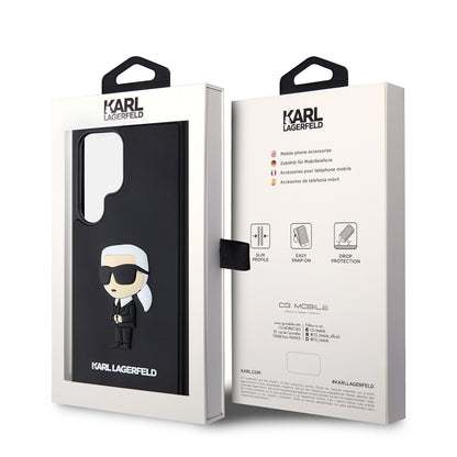 Hülle für Samsung Galaxy S24 Ultra S928, Karl Lagerfeld, 3D Rubber Ikonik Karl, Schwarz