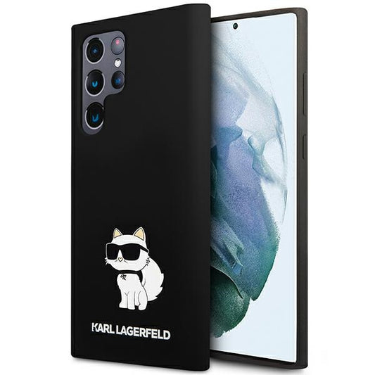 Hülle für Samsung Galaxy S24 Ultra S928, Karl Lagerfeld, Silicone Choupette NFT, Schwarz