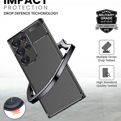 Hülle für Samsung Galaxy S24 Ultra S928, Techsuit, CarbonFiber, Schwarz