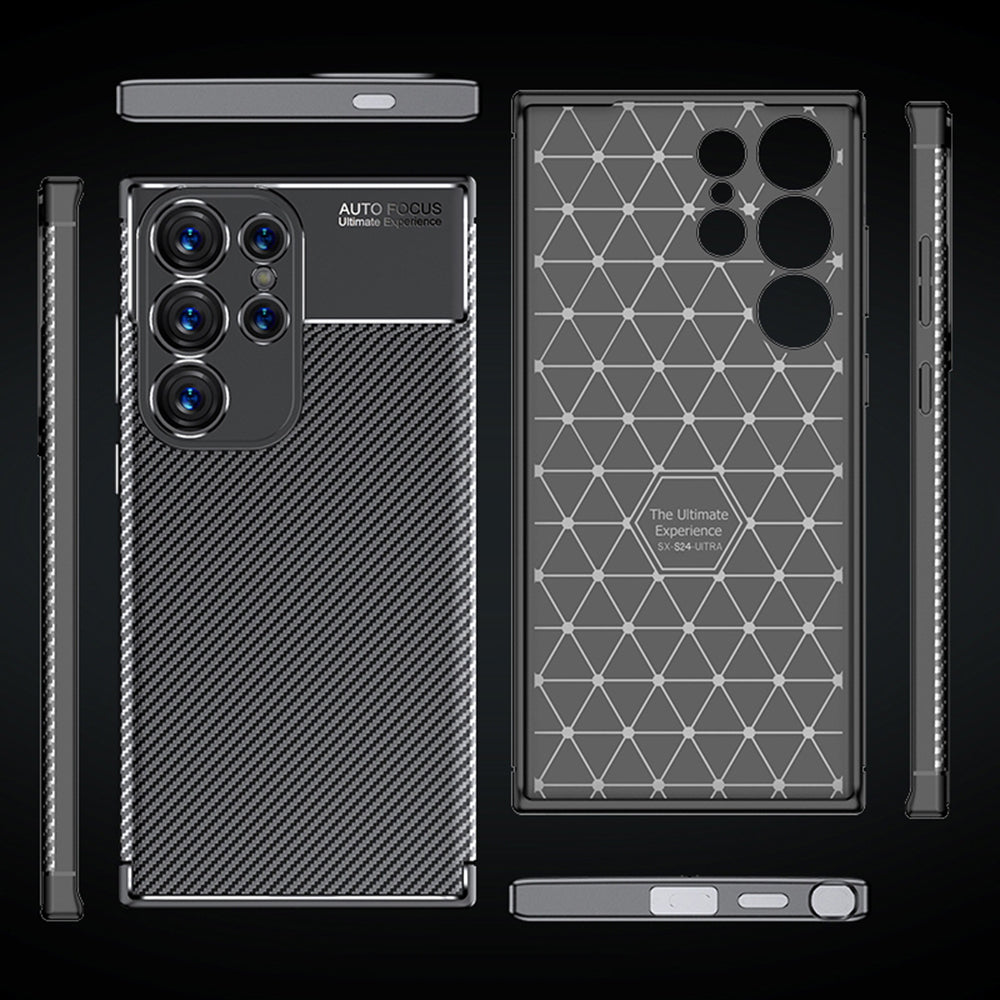 Hülle für Samsung Galaxy S24 Ultra S928, Techsuit, CarbonFiber, Schwarz