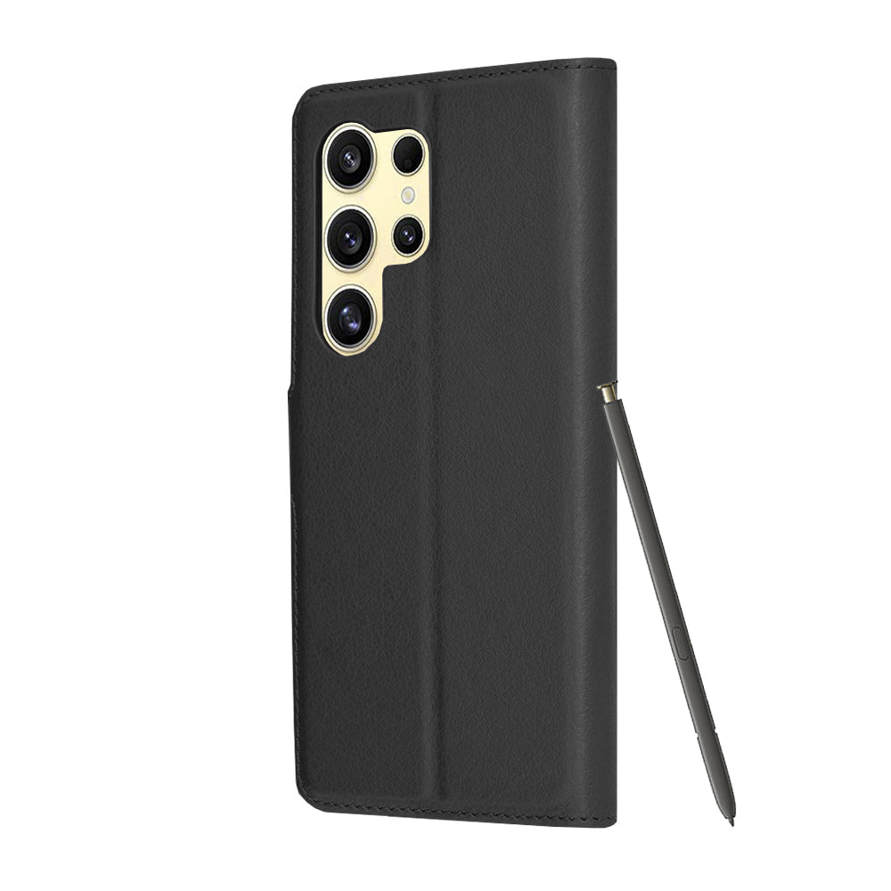 Hülle für Samsung Galaxy S24 Ultra S928, Techsuit, Leder-Folio, Schwarz