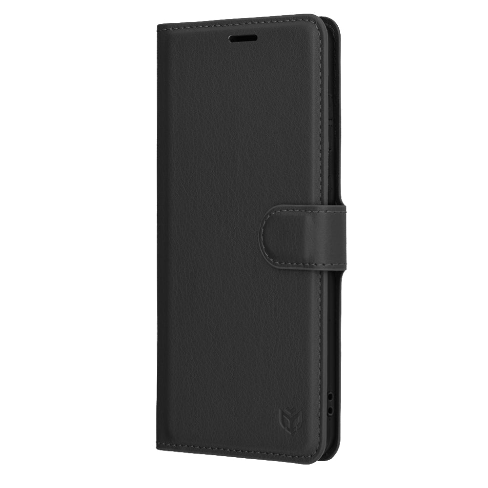 Hülle für Samsung Galaxy S25 Edge S937, Techsuit, Leder-Folio, Schwarz