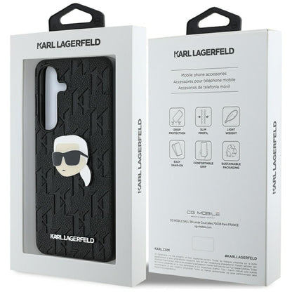 Hülle für Samsung Galaxy S25+ S936, Karl Lagerfeld, Monogram Karl's Head, Schwarz