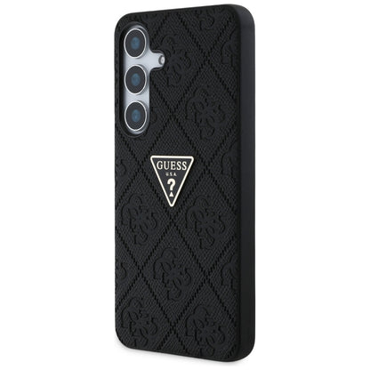 Hülle für Samsung Galaxy S25 S931, Guess, Grained Hot Stamp 4G Triangle, Schwarz