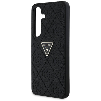 Hülle für Samsung Galaxy S25 S931, Guess, Grained Hot Stamp 4G Triangle, Schwarz