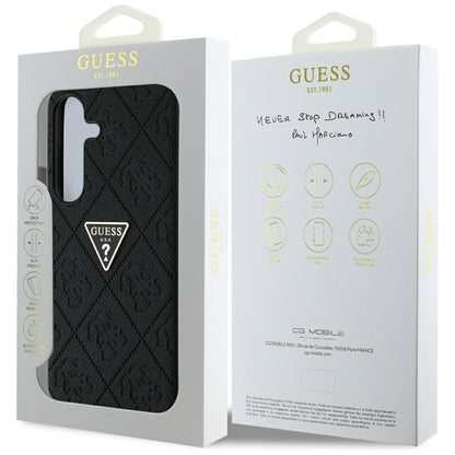 Hülle für Samsung Galaxy S25 S931, Guess, Grained Hot Stamp 4G Triangle, Schwarz