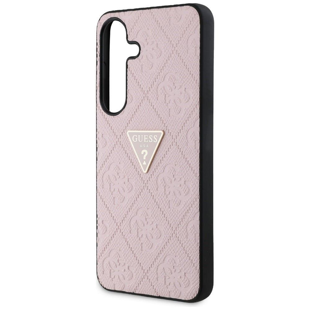 Case for Samsung Galaxy S25 S931, Guess, Grained Hot Stamp 4G Triangle, Pink