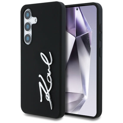 Hülle für Samsung Galaxy S25 S931, Karl Lagerfeld, Silikon mit Metalllogo, Schwarz