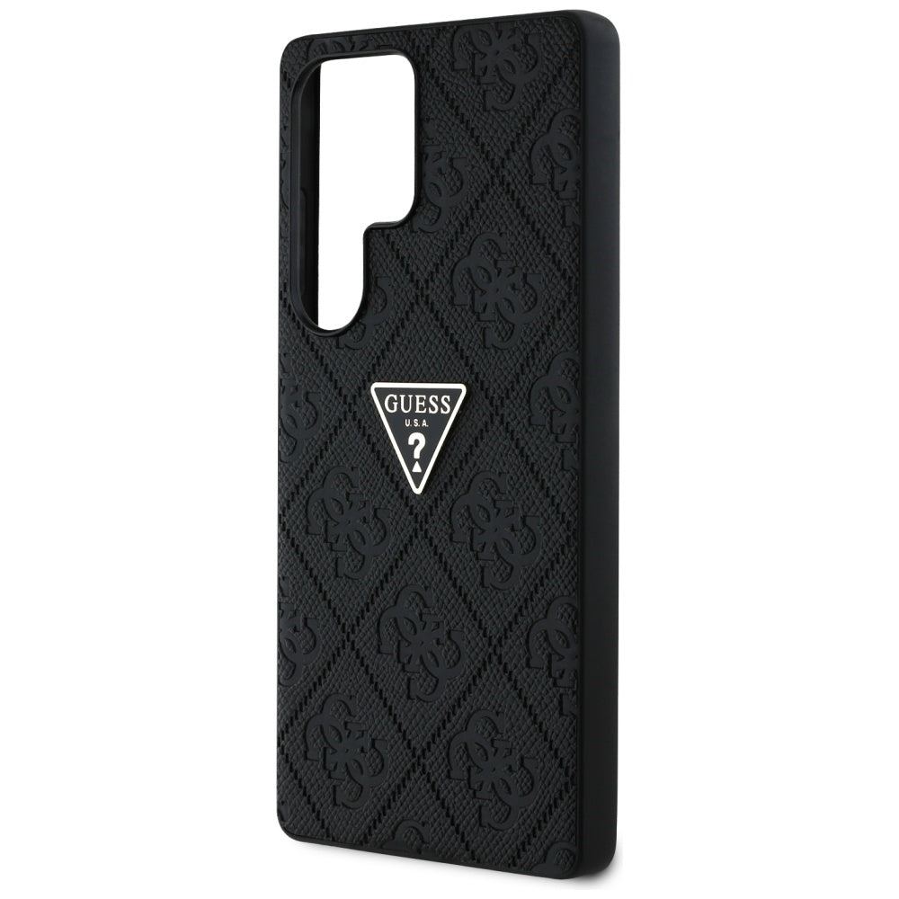 Hülle für Samsung Galaxy S25 Ultra S938, Guess, Grained Hot Stamp 4G Triangle, Schwarz