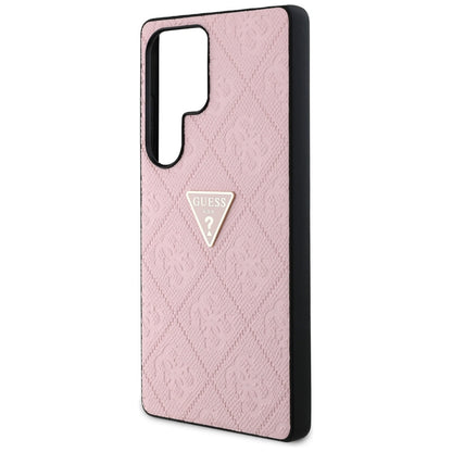 Case for Samsung Galaxy S25 Ultra S938, Guess, Grained Hot Stamp 4G Triangle, Pink
