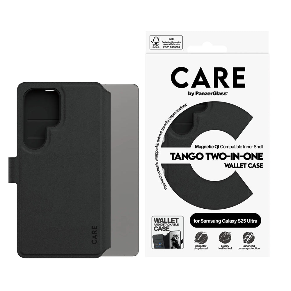 Hülle für Samsung Galaxy S25 Ultra S938, PanzerGlass, Care Feature Tango Two-in-One, Schwarz