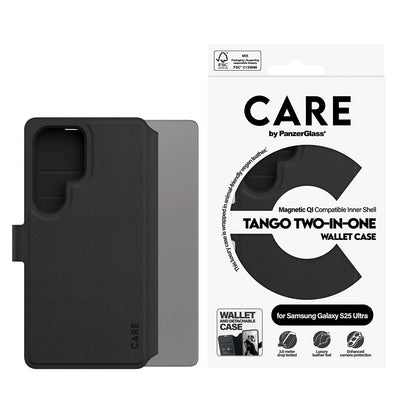 Hülle für Samsung Galaxy S25 Ultra S938, PanzerGlass, Care Feature Tango Two-in-One, Schwarz