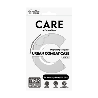 Hülle für Samsung Galaxy S25 Ultra S938, PanzerGlass, Care Urban Combat, Transparent Weiß