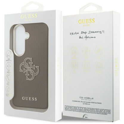 Hülle für Samsung Galaxy S26 S942, Guess, 4G Geprägtes Großes und Klassisches Logo, Braun