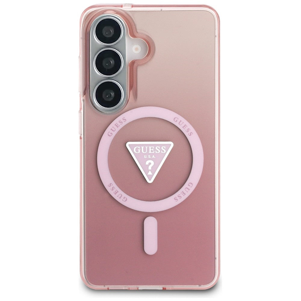MagSafe Hülle für Samsung Galaxy S26 S942, Guess, IML Gradient Triangle Logo, Rosa
