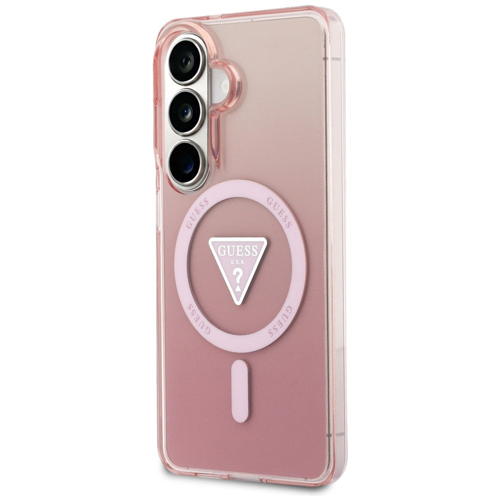 MagSafe Hülle für Samsung Galaxy S26 S942, Guess, IML Gradient Triangle Logo, Rosa