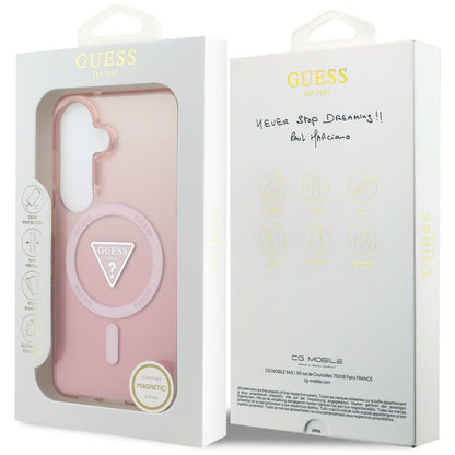 MagSafe Hülle für Samsung Galaxy S26 S942, Guess, IML Gradient Triangle Logo, Rosa