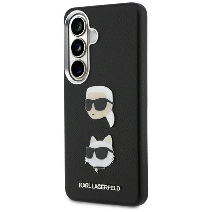 Hülle für Samsung Galaxy S26 S942, Karl Lagerfeld, Saffiano Karl & Choupette's Head Pin, Schwarz