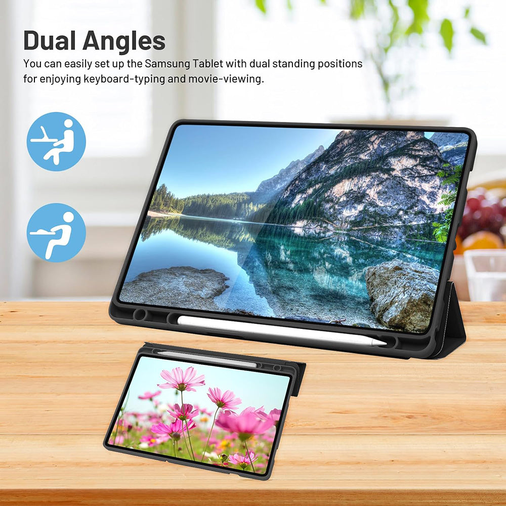 Hülle für Samsung Galaxy Tab A9+, Techsuit, Flex Trifold, Schwarz