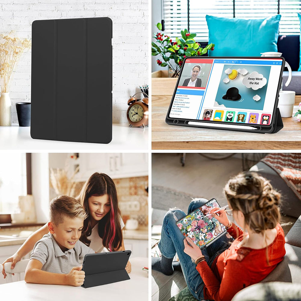 Hülle für Samsung Galaxy Tab A9+, Techsuit, Flex Trifold, Schwarz