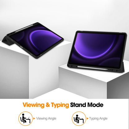Hülle für Samsung Galaxy Tab S10 FE / Tab S9 FE / Tab S9, Techsuit, Flex Trifold, Schwarz