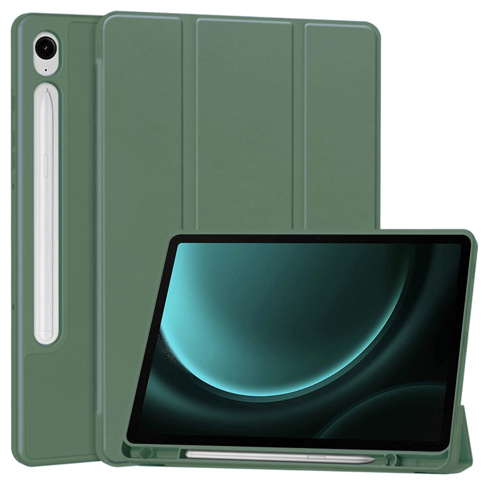 Hülle für Samsung Galaxy Tab S10 FE / Tab S9 FE, Techsuit, Flex Trifold, Grün