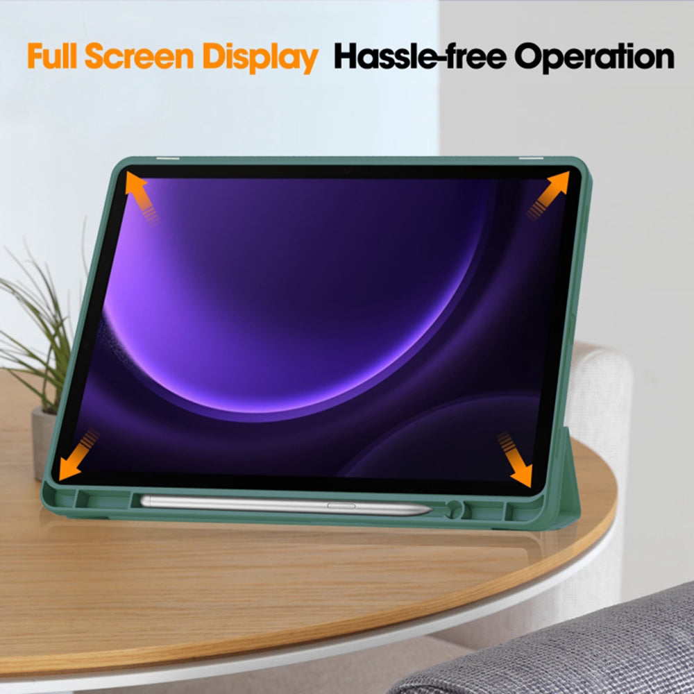 Hülle für Samsung Galaxy Tab S10 FE / Tab S9 FE, Techsuit, Flex Trifold, Grün