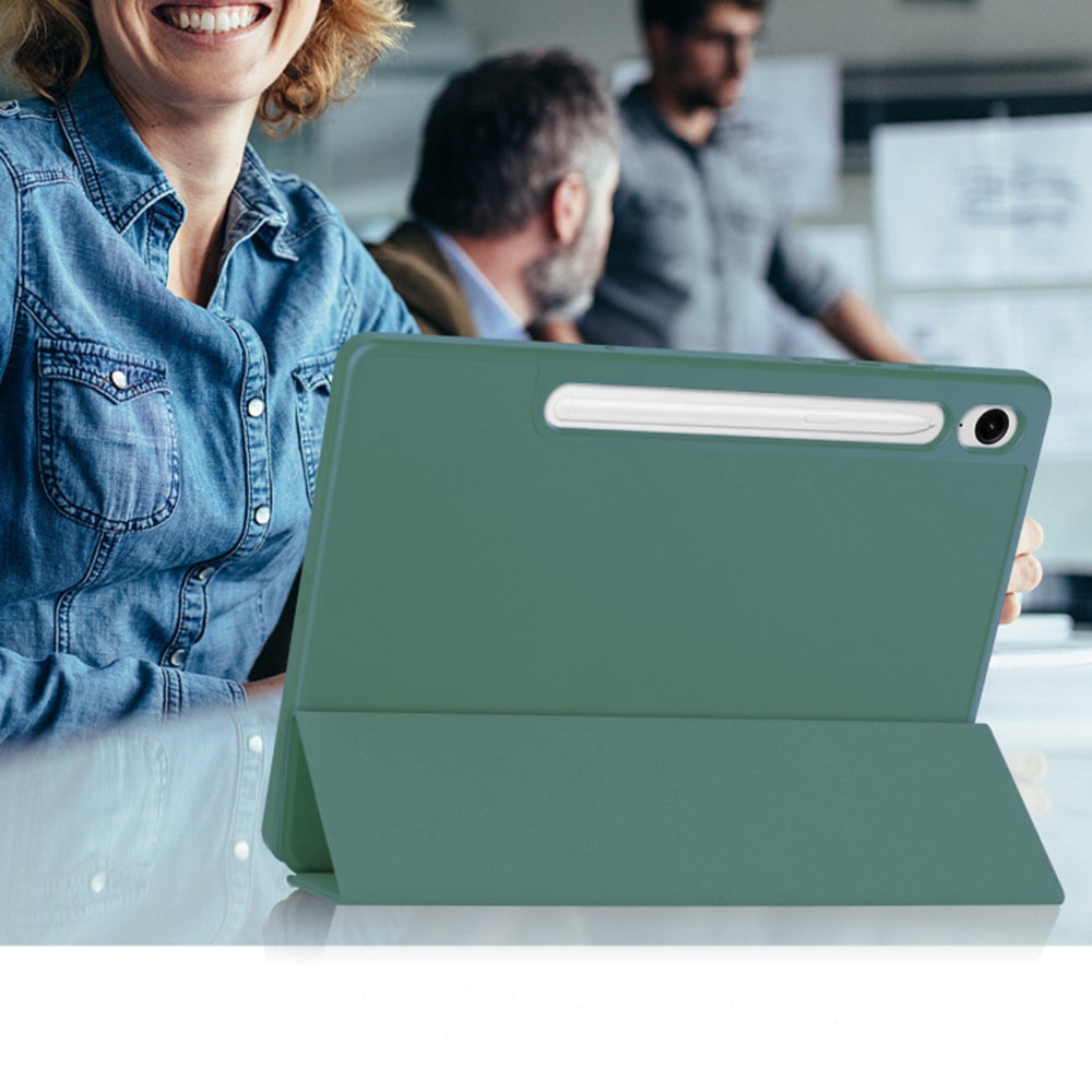 Hülle für Samsung Galaxy Tab S10 FE / Tab S9 FE, Techsuit, Flex Trifold, Grün