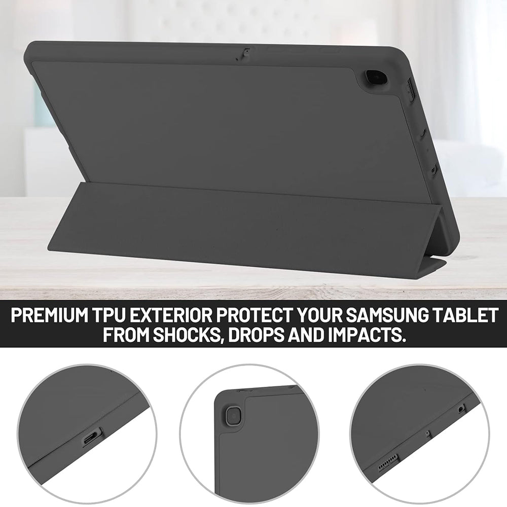 Hülle für Samsung Galaxy Tab S6 Lite (2024) / Tab S6 Lite (2022) / Tab S6 Lite (2020), Techsuit, Flex Trifold, Schwarz