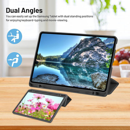 Hülle für Samsung Galaxy Tab S6 Lite (2024) / Tab S6 Lite (2022) / Tab S6 Lite (2020), Techsuit, Flex Trifold, Schwarz