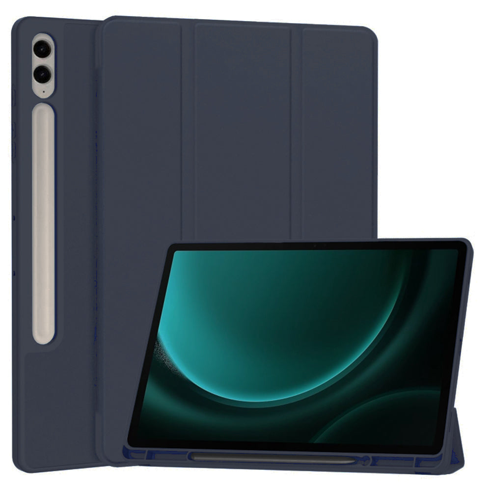 Hülle für Samsung Galaxy Tab S9 FE+, Techsuit, Flex Trifold, Marineblau