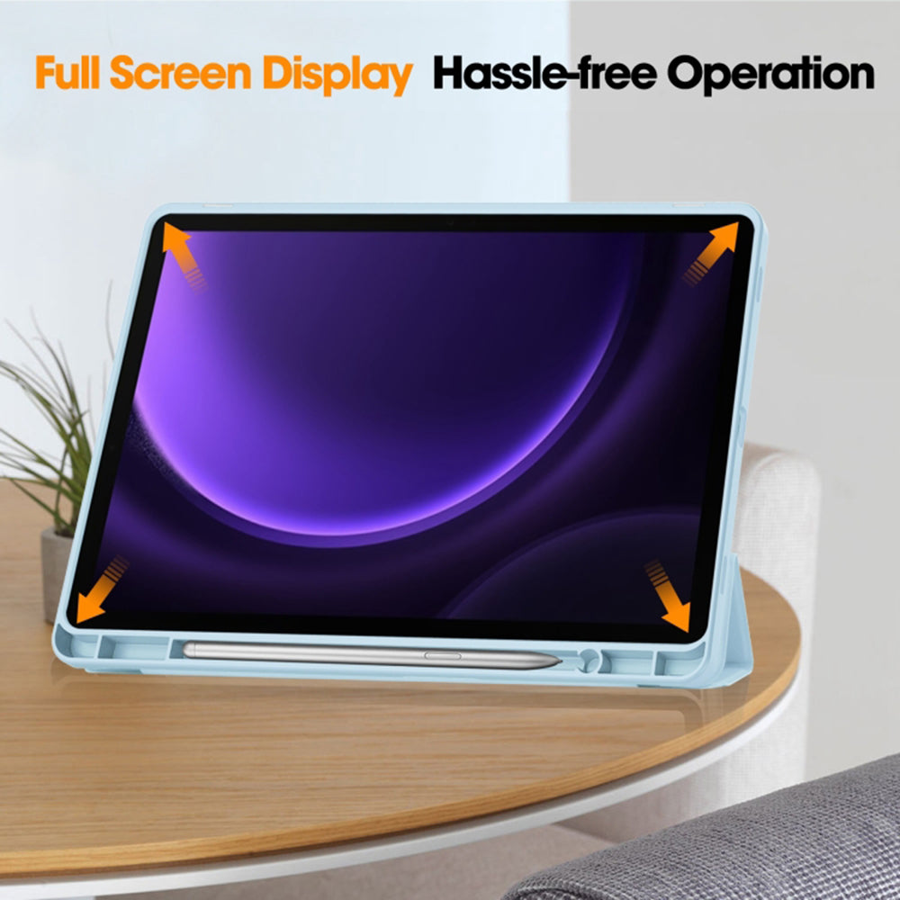 Hülle für Samsung Galaxy Tab S9 FE / Tab S9 / Tab S10 FE, Techsuit, Flex Trifold, Blau
