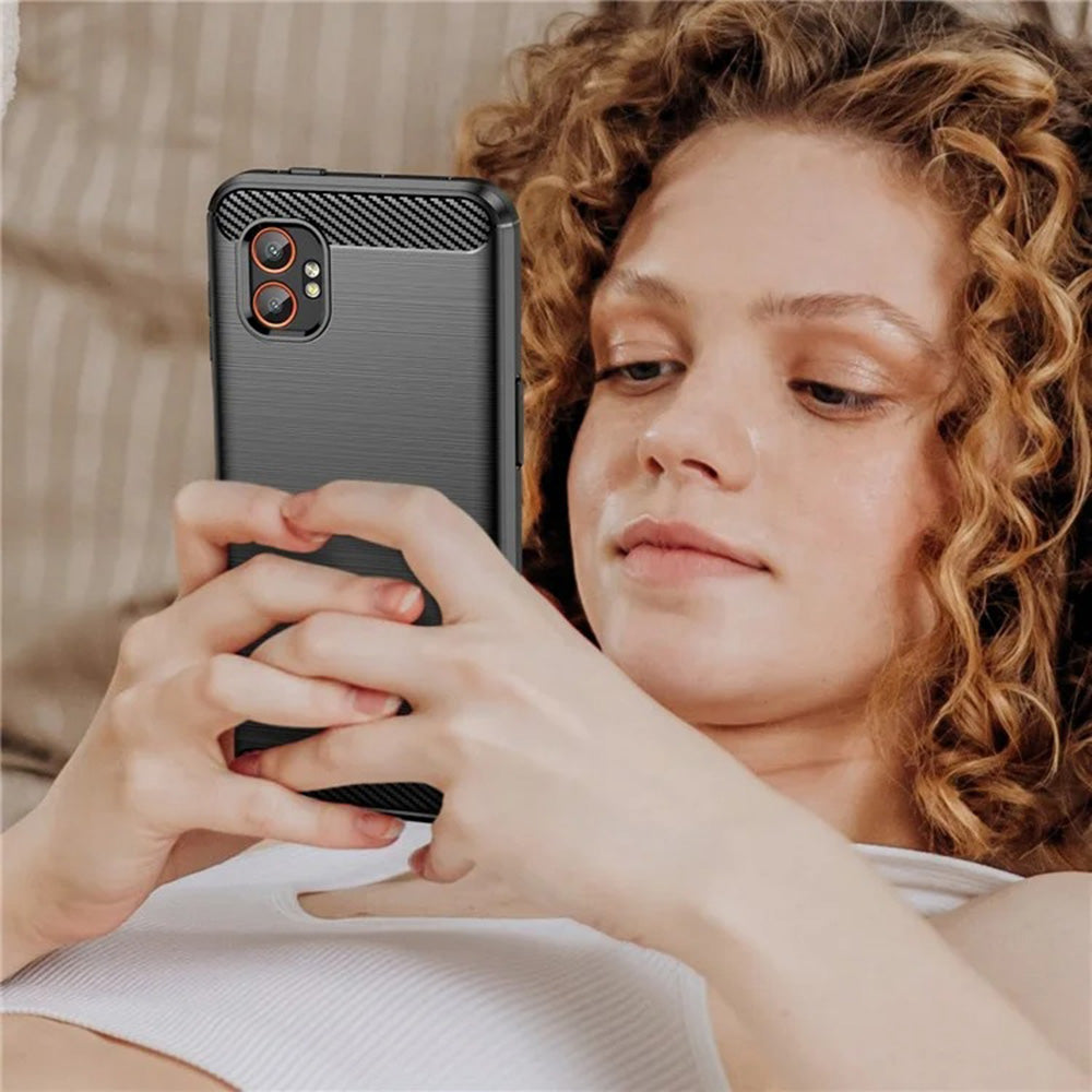 Hülle für Samsung Galaxy XCover7 Pro, Techsuit, Carbon, Schwarz
