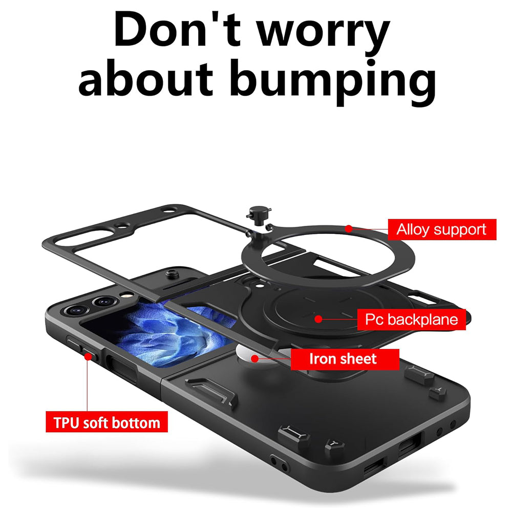 Hülle für Samsung Galaxy Z Flip7 FE F761 / Z Flip6 F741, Techsuit, CamGuard Pro, Schwarz