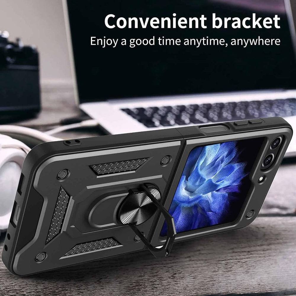 Hülle für Samsung Galaxy Z Flip7 FE F761 / Z Flip6 F741, Techsuit, CamShield, Schwarz