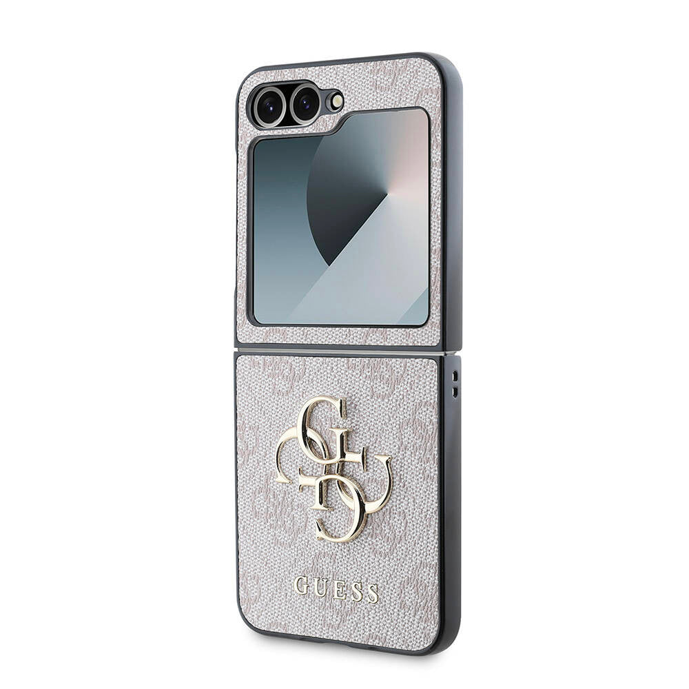 Hülle für Samsung Galaxy Z Flip7 F766, Guess, 4G Metal Logo, Schwarz