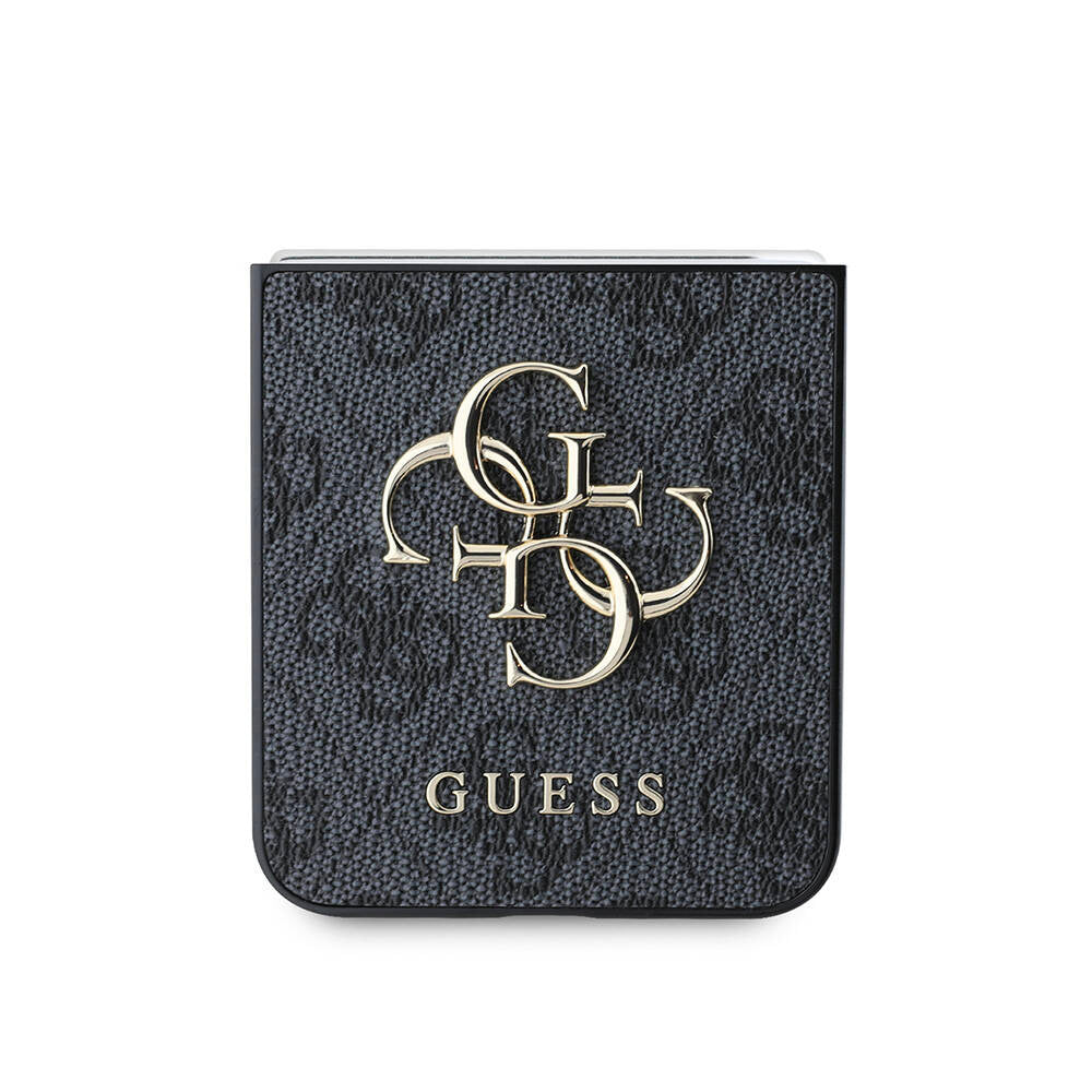Hülle für Samsung Galaxy Z Flip7 F766, Guess, 4G Metal Logo, Schwarz