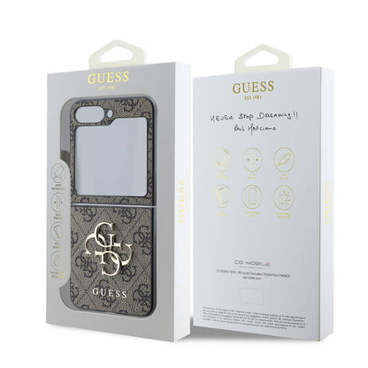 Hülle für Samsung Galaxy Z Flip7 F766, Guess, 4G Metal Logo, Schwarz