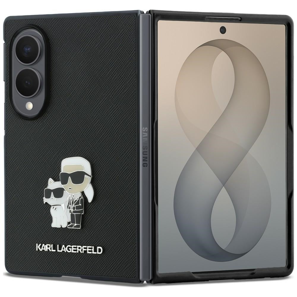 Case for Samsung Galaxy Z Fold8 F971, Karl Lagerfeld, Saffiano Karl & Choupette Metal Pin, Black