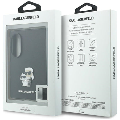 Case for Samsung Galaxy Z Fold8 F971, Karl Lagerfeld, Saffiano Karl & Choupette Metal Pin, Black