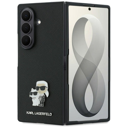 Case for Samsung Galaxy Z Fold8 Ultra F976, Karl Lagerfeld, Saffiano Karl & Choupette Metal Pin, Black