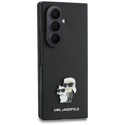 Case for Samsung Galaxy Z Fold8 Ultra F976, Karl Lagerfeld, Saffiano Karl & Choupette Metal Pin, Black