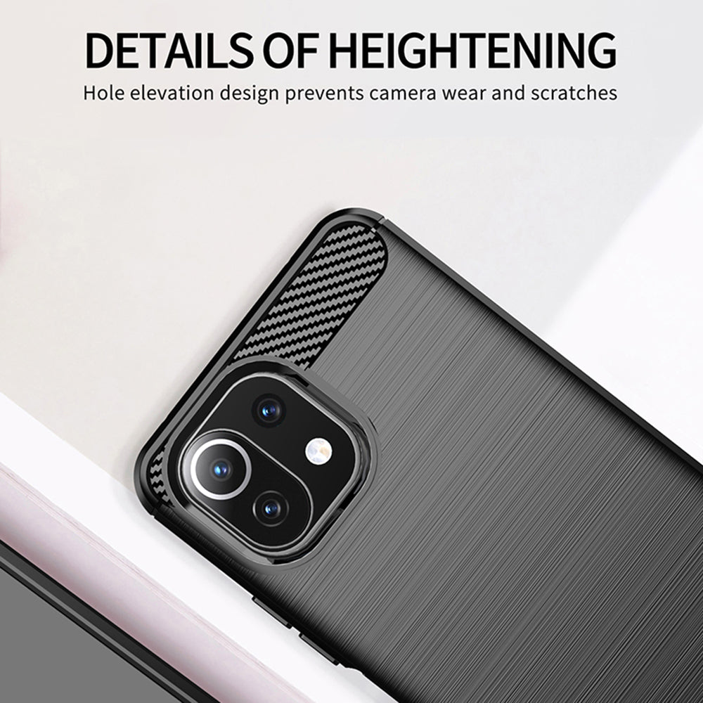 Hülle für Xiaomi 11 Lite 5G NE / Mi 11 Lite 5G / 11 Lite, Techsuit, Carbon, Schwarz