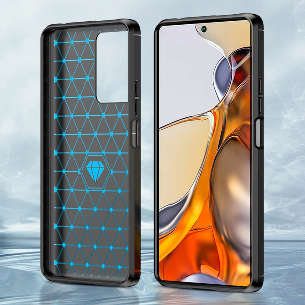 Hülle für Xiaomi 11T / 11T Pro, Techsuit, Carbon, Schwarz