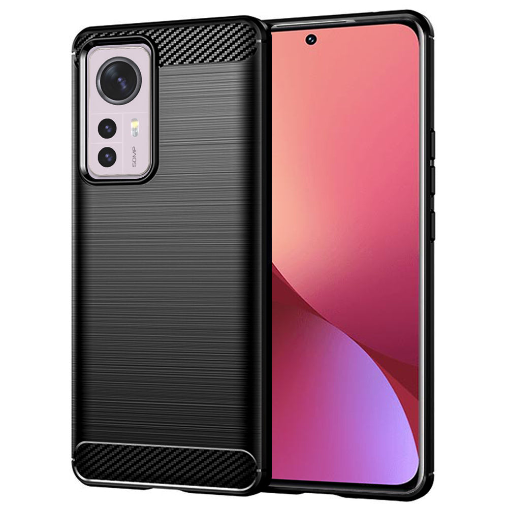 Hülle für Xiaomi 12X / 12, Techsuit, Carbon, Schwarz