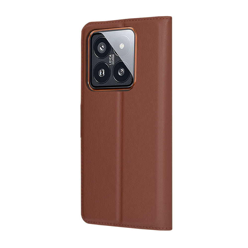 Hülle für Xiaomi 14 Pro, Techsuit, Leder-Folio, Braun